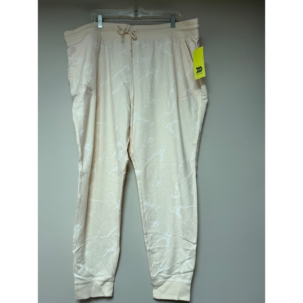 All in Motion Joggers Women 2X Cream Marble Print NWT Activewear Sweatpants
